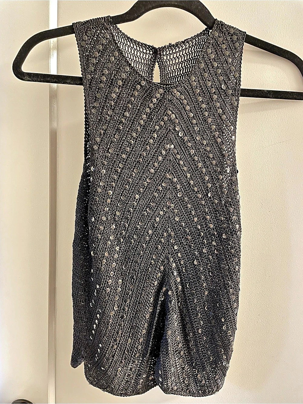 Black Sequin Knit Tank Top Like New